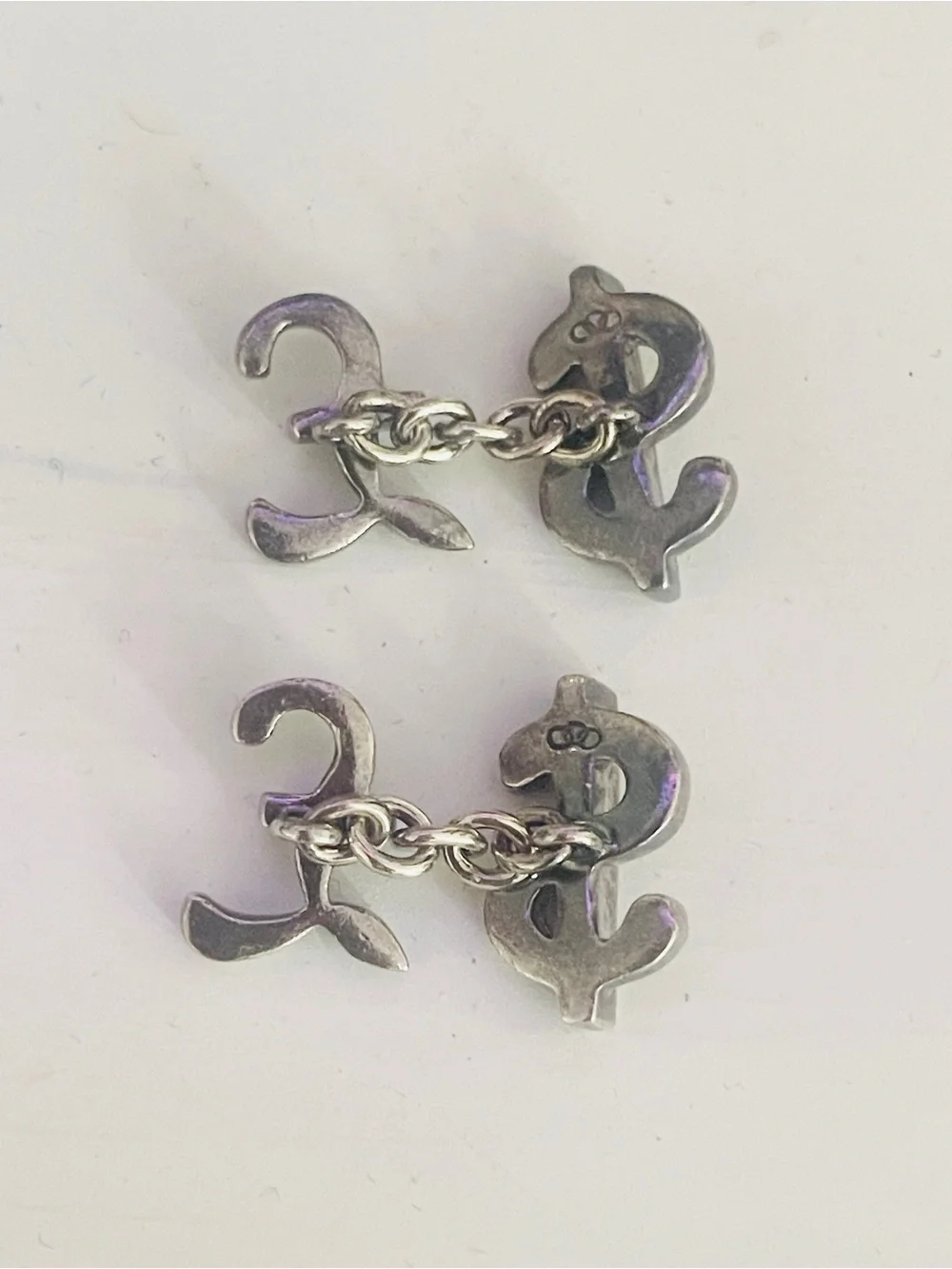 Links of London Sterling Silver Cufflinks 925 Dollar Pound Sign Vintage 1992